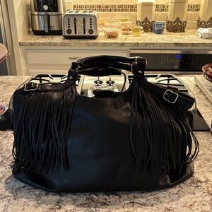 Helen Kaminski Black Fringe Shoulder Bag
